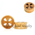 Red Tone Organic Natural Wood Cross Pattern 12mm Custom Ear Plug